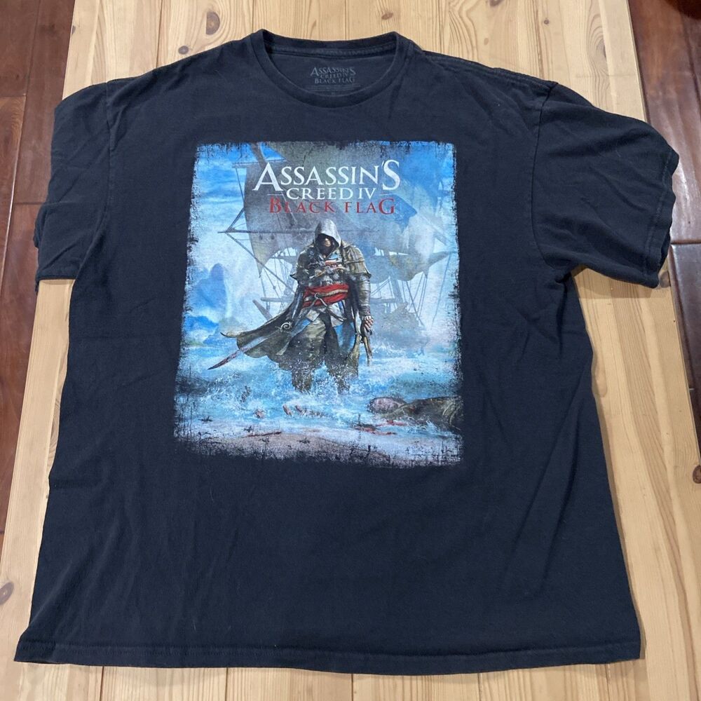 Assassins Creed IV T-Shirt Mens Size XL Black Flag Video Game Promo